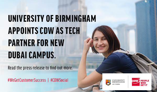CDW_UK's tweet photo. We are delighted to announce that @birminghamdubai has appointed @CDW_UK to help create a high-quality technology environment for students and staff at its new campus, due to open Autumn 2021. Read more here >> https://t.co/3kYJIsm0CY #WeGetEducation #WeGetCustomerSuccess https://t.co/i38vnV8g6y