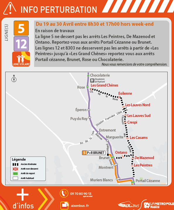 Aix En Bus On Twitter Aixenbus Infotrafic Ligne5 Ligne12 Ligne8303 Deviation En Cours Chemin Des Lauves Du 19 04 Au 30 04 De 8h30 A 17h Hors Weekd End Https T Co Biptvqyw2o
