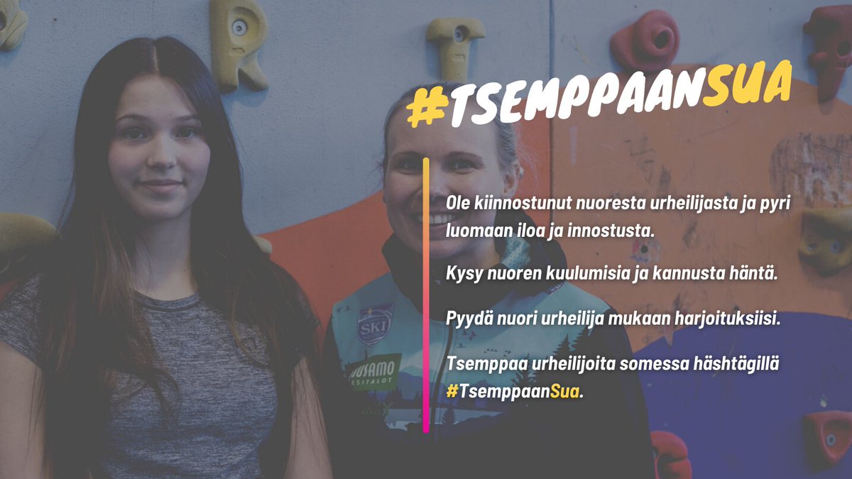 #TsemppaanSua -kampanjalla halutaan edistää erityisesti nuorten urheilijoiden liikuntainnostusta ja motivaatiota haastavien aikojen keskellä.

Lue lisää alta ja ole mukana kannustamassa.🤝

📩santasport.fi/uutiset/tsempp…

#EiLeikataLiikunnasta #Nuoret #Liikunta #Urheilu