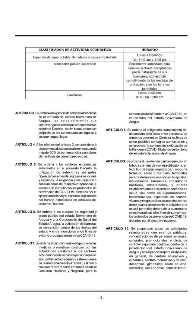 #19Abr En vigencia el decreto 7.288 publicado en Gaceta Oficial de #Aragua que establece el cumplimiento de la cuarentena radical, consciente y colectiva siguiendo el método 7+7 instruido por nuestro presidente <a href="/NicolasMaduro/">Nicolás Maduro</a> para evitar la propagación del #COVIDー19