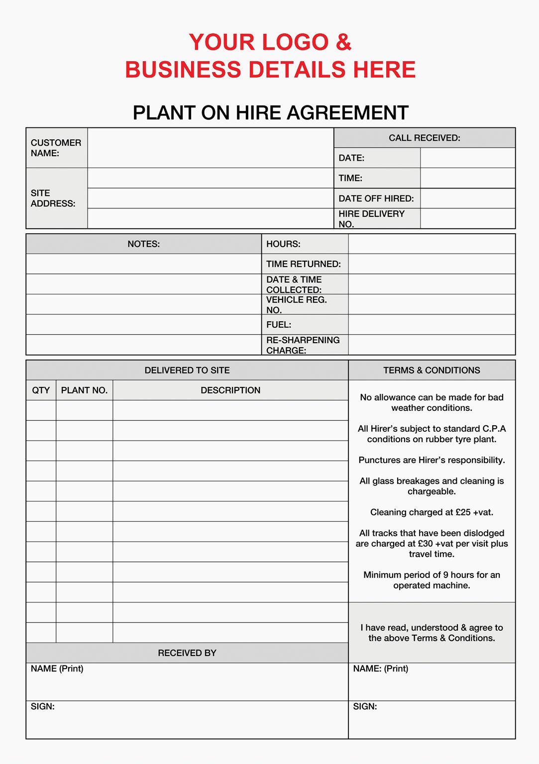 NCR Pads on Twitter "Custom Plant Hire Agreement Forms, our custom