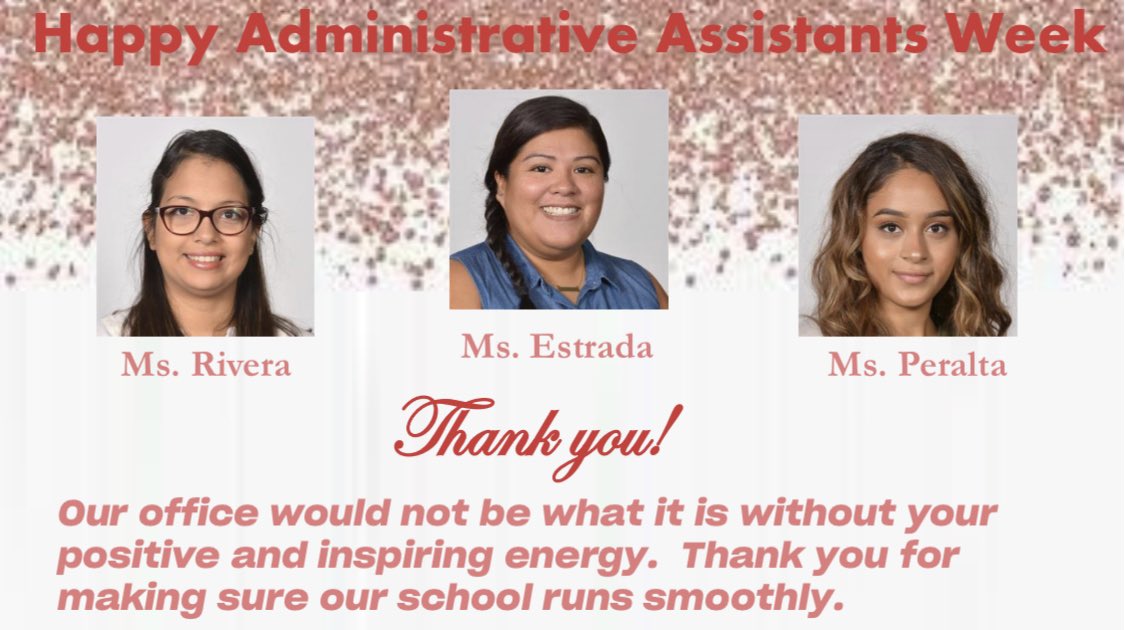 We proudly celebrate our shining Administrative Assistants! Thank for running our school as efficiently as you have. Thank for going above and beyond for our students, parents and staff!
<a href="/LLHotchkissElem/">L.L. Hotchkiss ES & MS</a> <a href="/BeTinaCarol/">BeTina Edwards, M.Ed</a>