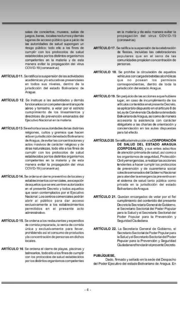 Publicado en Gaceta Oficial del <a href="/GobiernoAragua_/">Gobierno Aragua</a> el decreto 7288, que establece la Cuarentena Radical en los 18 municipios del estado #Aragua a partir del lunes #19Abr hasta el domingo #25Abr <a href="/R_MarcoTorres/">Rodolfo Marco Torres</a> @amigosdemaracay