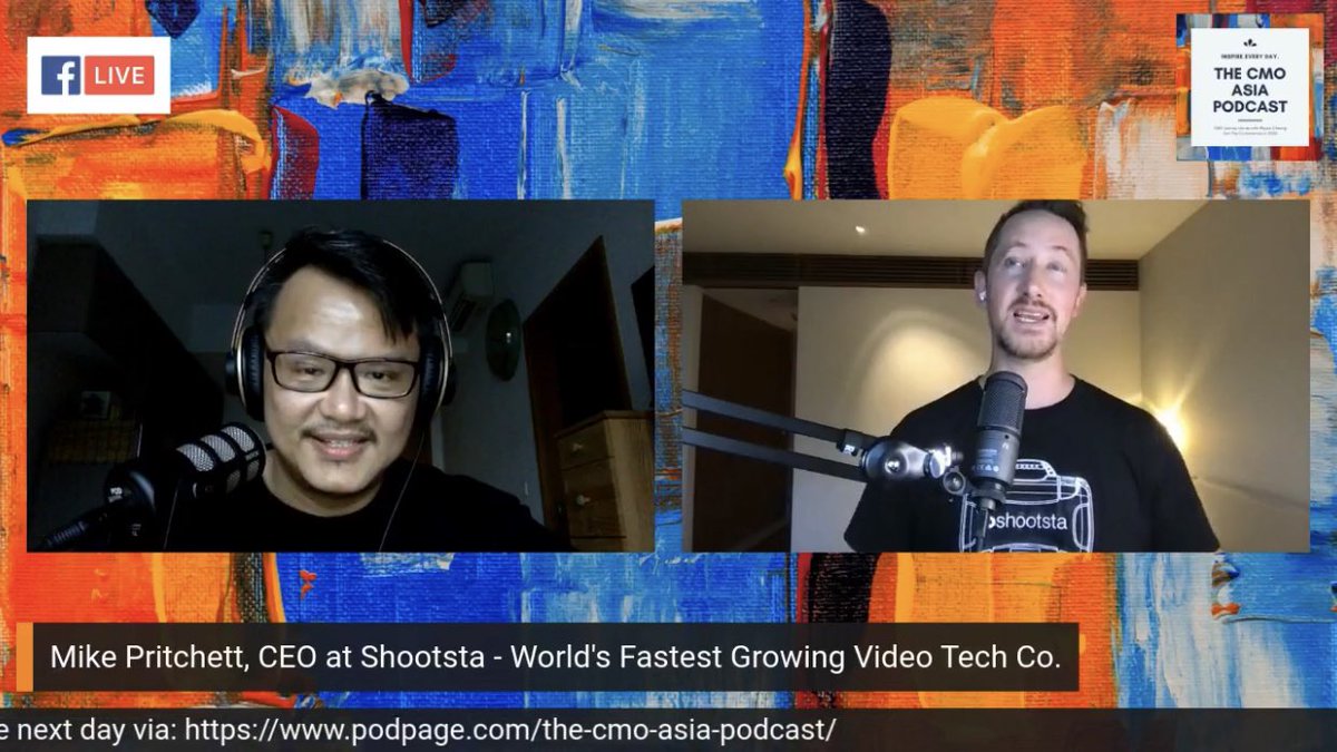 Still smiling at our incredible conversation with Mike Pritchett, CEO of <a href="/ShootstaVideos/">Shootsta</a>, which is launching a world-first self-serve, automation-focused solution to simplify video creation for enterprises on today’s #CMOAsiaPodcast live-taping! Replay 👉lnkd.in/gfA9-tv