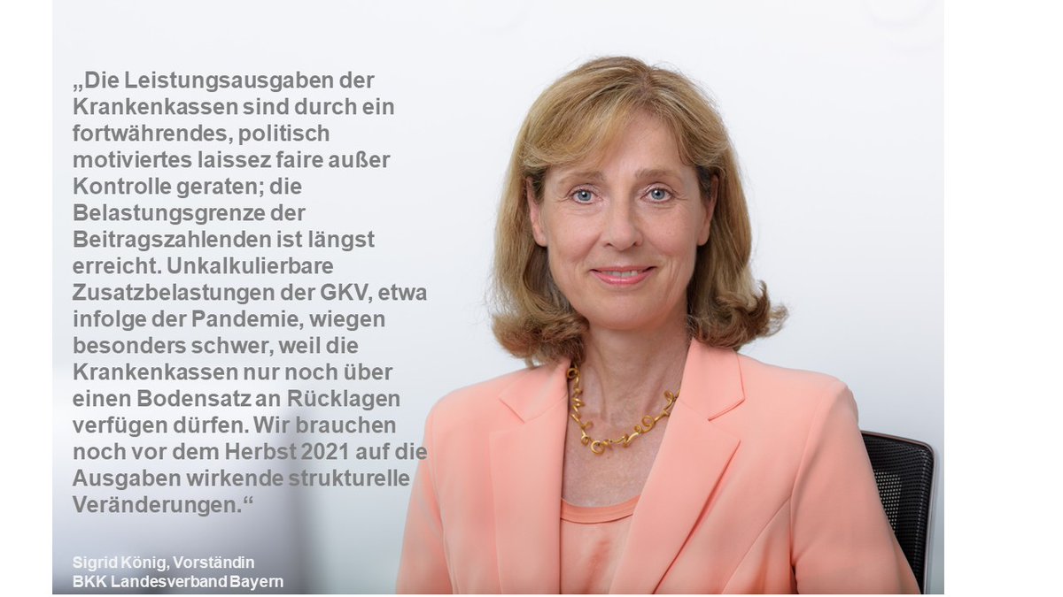 BKKLVBayern's tweet photo. Heute ist der Tag der #KFrage (n). Wir fragen weiterhin, wie es mit der #GKV-Finanzierung über die #BTW21  hinaus aussieht, denn die GKV-Ausgaben laufen aus dem Ruder. @koenigbkk: Beitragszahlende werden 2022 überfordert
https://t.co/OcGjL60KzE https://t.co/07GQFFOC2L