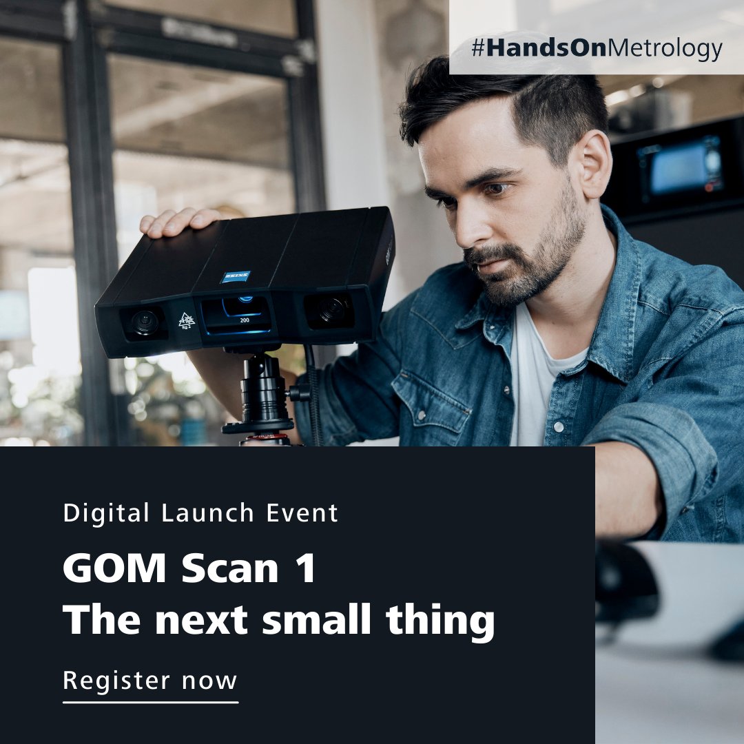Let's start the week with a bang 💥 The new GOM Scan 1 #3Dscanner will be released tomorrow!
 
Save your seat 💺 and meet our latest member to the #HandsOnMetrology family: small and packed with #technology.
 
Register 👉 handsonmetrology.com/digital-events