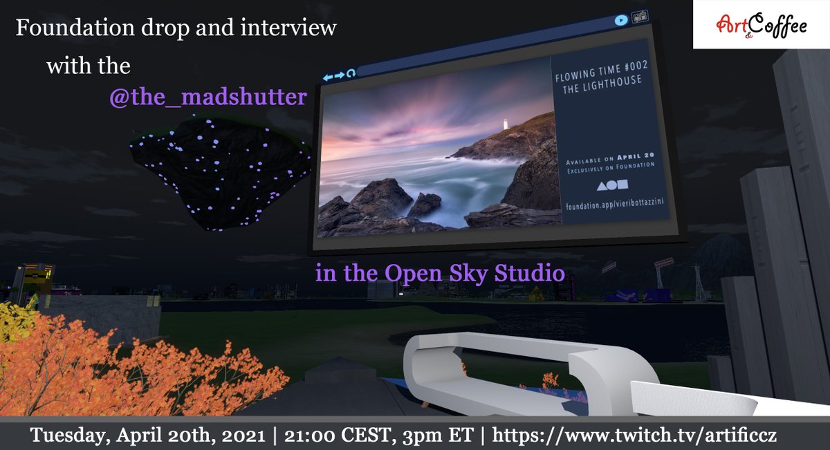 The drop of this beautiful animated photograph and interview with the artist @the_madshutter in the Open Sky Studio. Exclusively on twitch.tv/artificcz #nft #photography #interview