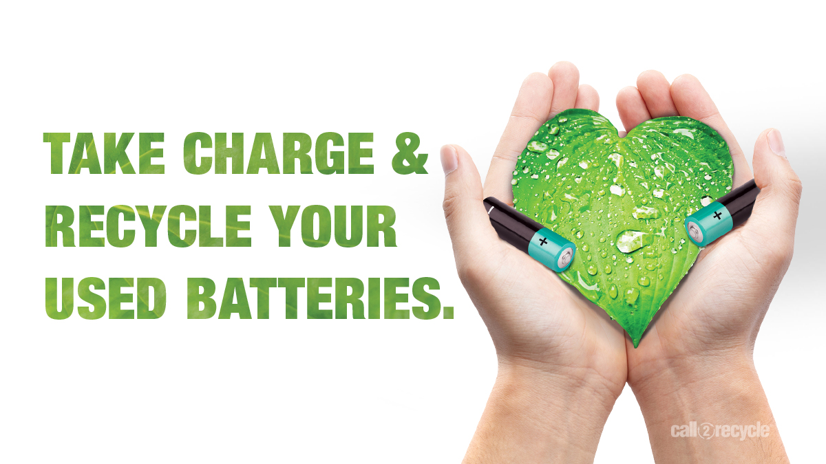 Call2Recycle's tweet image. #EarthDay is just a few days away. How are you celebrating? Take the #Call2RecyclePledge to safely protect, store, and recycle your used #batteries! Check out our locator to find your nearest drop-off location: bit.ly/2Q5OAvb #LeadtheCharge