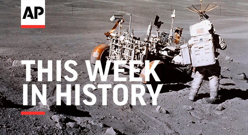 #ThisWeekInHistory: Apollo 16′s lunar module, carrying astronauts John W. Young and Charles M. Duke Jr., landed on the moon (4/20/1972); Prince was found dead at his home in suburban Minneapolis; he was 57 (4/21/2016). apne.ws/1AS5TfY