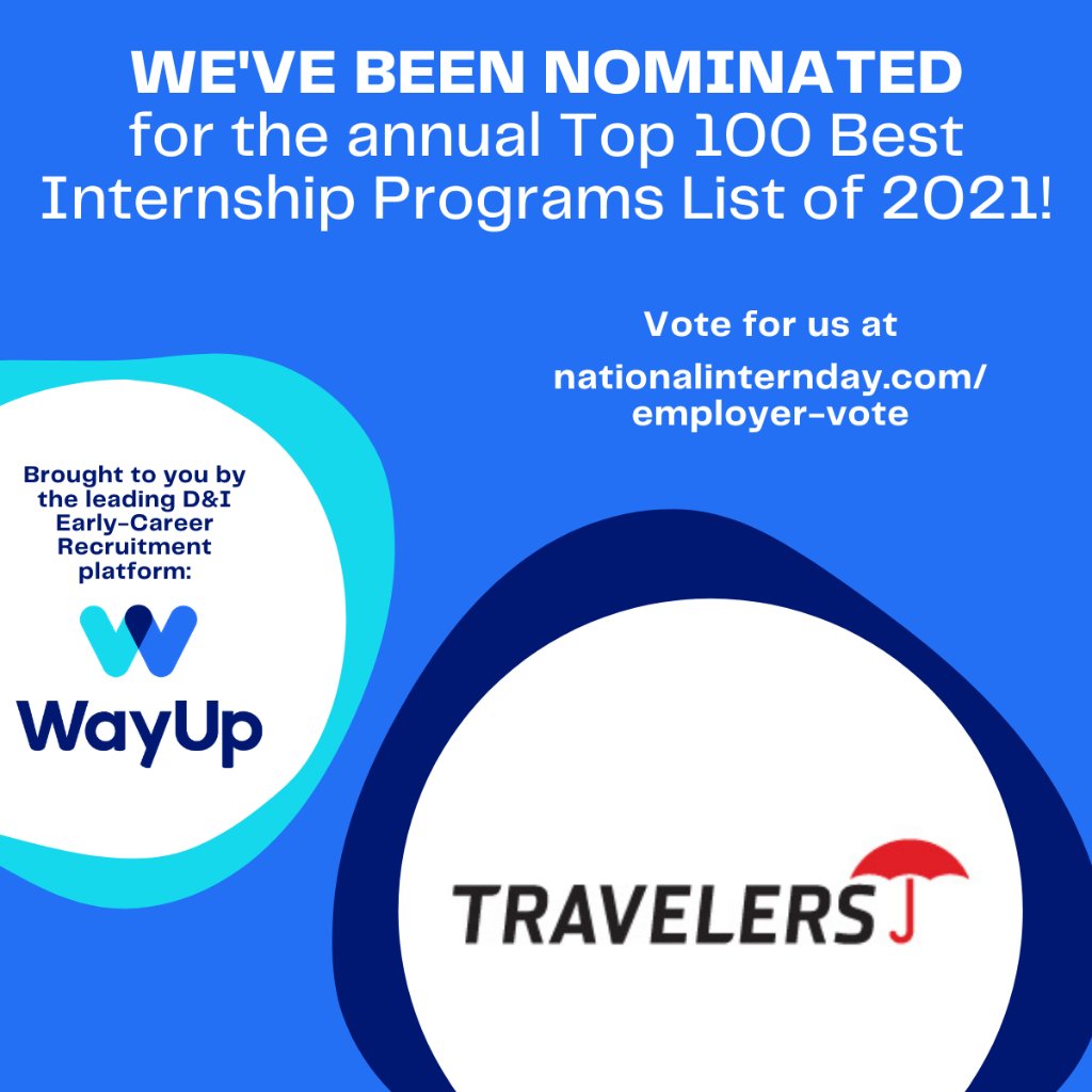 We are excited to once again be nominated for the <a href="/wayup/">WayUp</a> Top 100 Best #Internship Programs List. Voting is open! You may vote once daily through July 29 (#NationalInternDay!). The 2021 list of winners will be released in mid-August.

Vote here: travl.rs/3mY6MX5