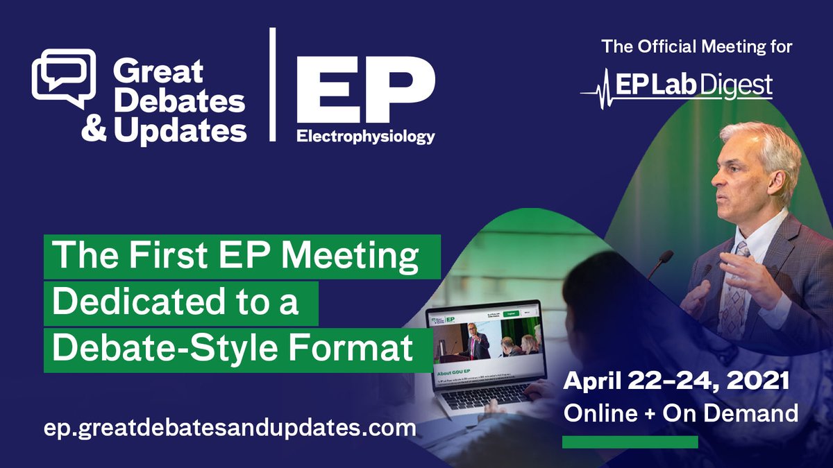 Heart Rhythm Society (@hrsonline) on Twitter photo #EventSpotlight: Don't miss the inaugural Great Debates & Updates in Electrophysiology, the official meeting for <a href="/EPLabDigest/">EP Lab Digest</a>, kicking off online this Thursday. All live sessions will also be available on demand for 3 months. Learn more: bit.ly/gduEP21 <a href="/DrBradleyKnight/">Bradley Knight</a> #EventSpotlight: Don't miss the inaugural Great Debates & Updates in Electrophysiology, the official meeting for <a href="/EPLabDigest/">EP Lab Digest</a>, kicking off online this Thursday. All live sessions will also be available on demand for 3 months. Learn more: bit.ly/gduEP21 <a href="/DrBradleyKnight/">Bradley Knight</a>