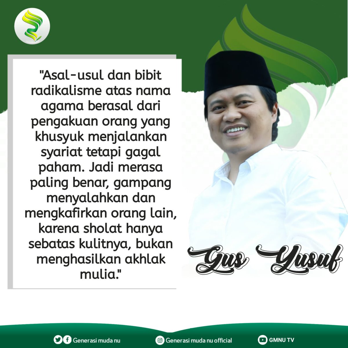 majelisnu's tweet photo. "Asal-usul dan bibit radikalisme atas nama agama brasal dri pengakuan orang yg khusyuk menjalankan syariat ttpi gagal paham. Jdi mrasa paling benar, gampang menyalahkan dan mengkafirkan orang lain, karena sholat hanya sebatas kulitnya, bukan menghasilkan akhlak mulia." https://t.co/jqQUgneqi5