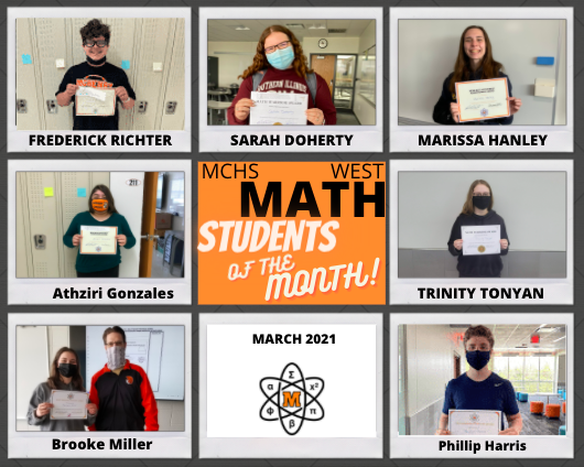 Our MCHS West students are working hard to end this year on a positive note! Congrats to our Math Students of the month- your teachers are proud of you! <a href="/MrNickCustodio/">Nick Custodio</a> #warriorpride156