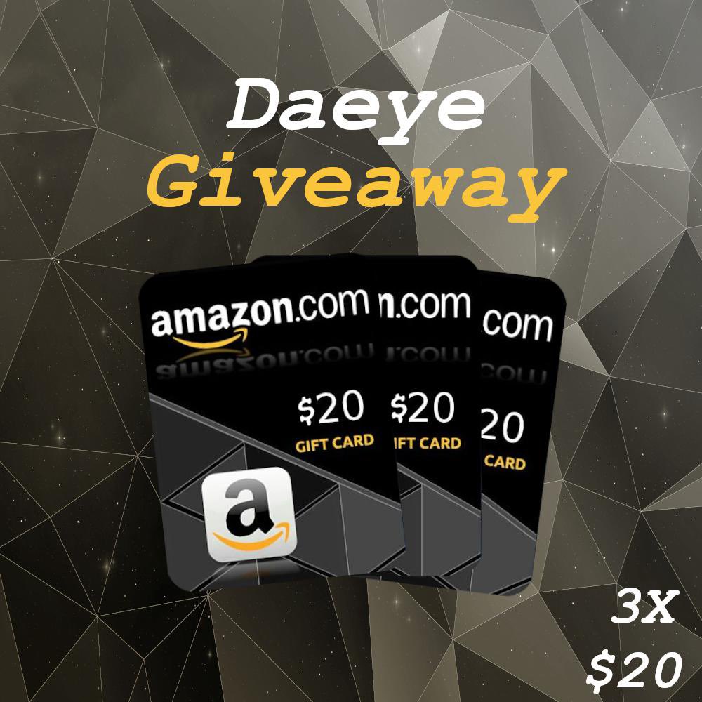 DaeyeTV's tweet image. ✨ Amazon Gift Card Giveaway ✨ 

Prize: 3x Amazon Gift Card of $20

To enter:
✅ Follow me @DaeyeTV 
✅ Retweet this tweet
✅ Tag a friend

Winners announced on the 12th of May 2021