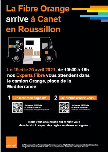 YvesLebeau1's tweet photo. Bonne nouvelle ! 

Rendez-vous avec le camion fibre d'@OrangeOccitanie  aujourd'hui et demain à: 

📍Canet en Roussillon, 
place de la Méditerranée, de 10h30 à 18h,

pour tout savoir sur la #fibre

➡️Vérifiez votre éligibilité https://t.co/t3wVh1DgUp https://t.co/VKgybI5VHf
