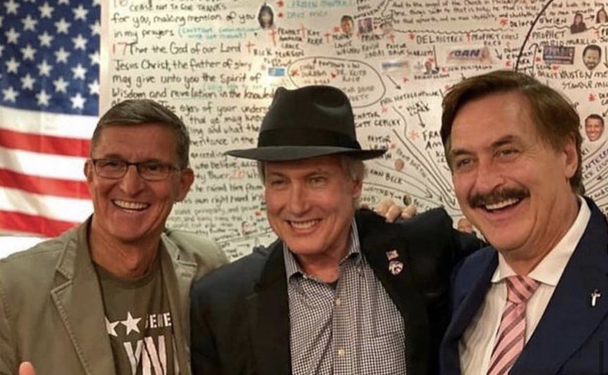 Resist Programming 🛰 on Twitter: &quot;Mike Flynn, Lin Wood, and Mike Lindell  posing in front of that Trump veneration dry erase board. Trump is their  religion. https://t.co/ODpyL4uSwo&quot; / Twitter