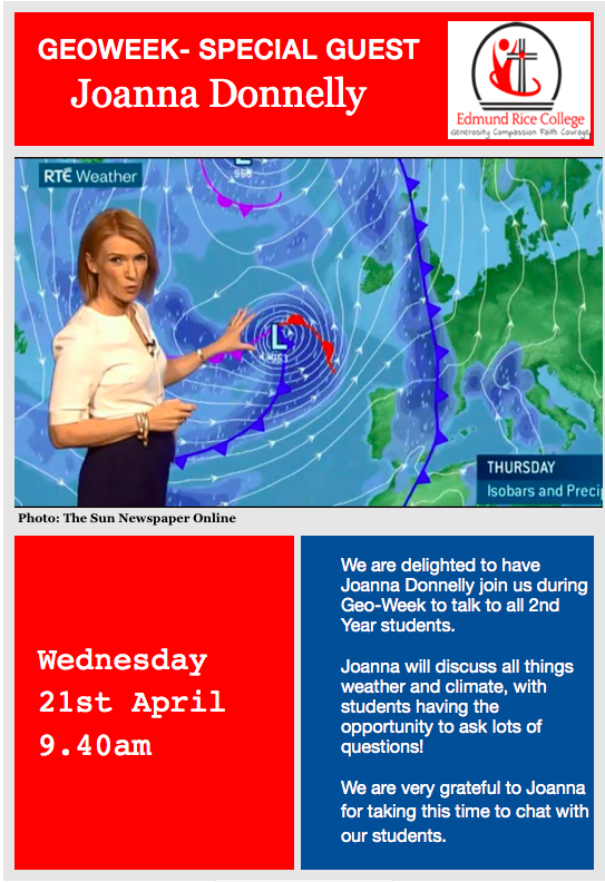 We are really lucky to have Joanna Donnelly join us on Wednesday as part of our #GeoWeek. A full week of excellent events planned! @JoannaDonnellyL #JCGeog @PDSTGeography @JctGeography @JCGeography