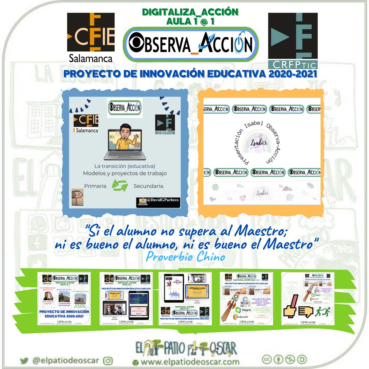 elpatiodeoscar's tweet photo. Sesiones de aplicación del Proyecto de Innovación Educativa #OBSERVA_ACCION a cargo de @imgonsa y @DavidGPacheco ¡Espectacular trabajo compañeros! Profes 🔝 @educacyl Gracias a @cfiesalamanca @crfptic @CSFPJCYL por la organización #tiCyL #formaciónCyL  #innovaCyL #compartoblog https://t.co/4Ss7jjSCCs