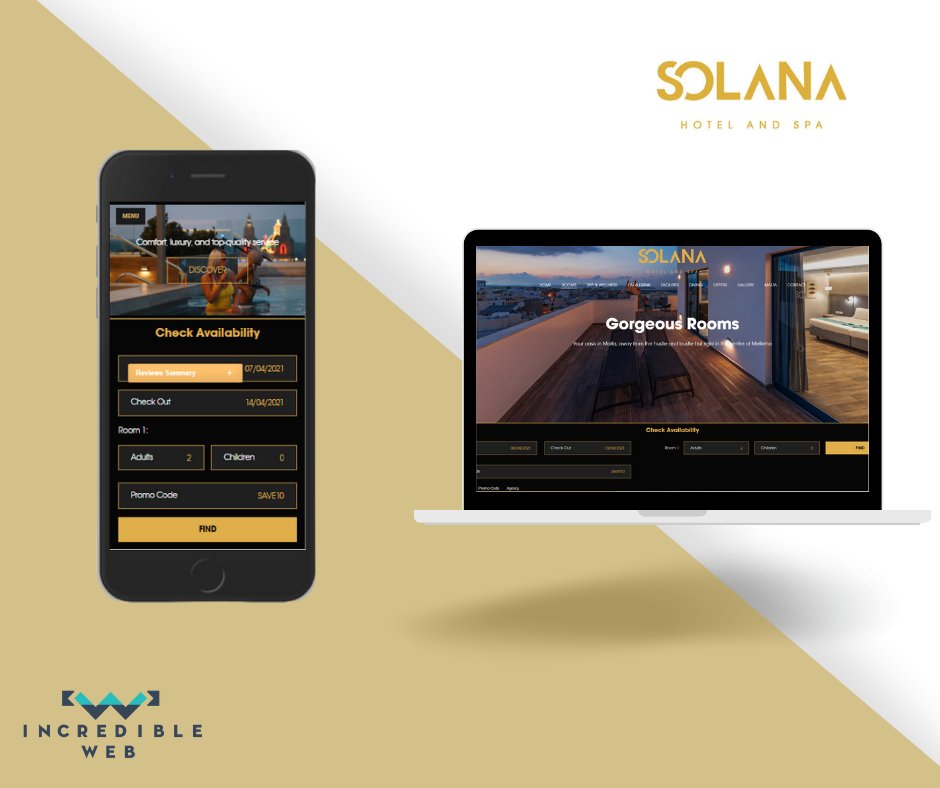 incredible_web's tweet photo. @incredible_web is definitely proud of this one! It was a pleasure working with the team at @SolanaHotelSpa.  Don't forget to support the local tourism Industry during these challenging times! 💯 🙌 ☺️
Read More: https://t.co/XqSAH98RtP
#sofwarecompaniesmalta #corporatewebsite https://t.co/xL270wE7F5