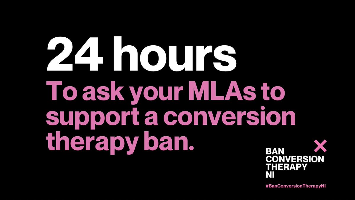 Over 1600 people have now contacted their MLAs encouraging them to support a ban on conversion therapy within this Assembly mandate! 

There's still time before tomorrow's debate to make your voice heard 📢
Visit banconversiontherapy.com to send our (editable!) template email 💜