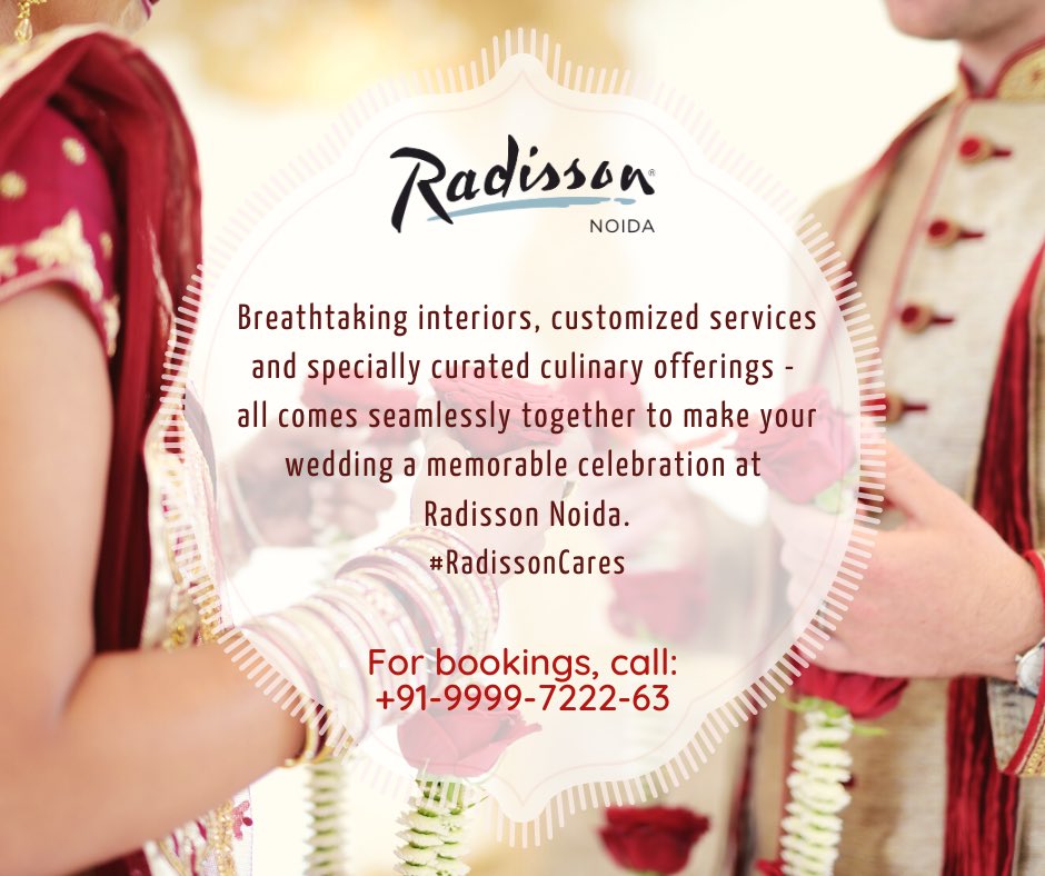 RadissonNoida's tweet image. Let us make your special moments, spectacularly special.

For bookings contact +91-9999722263. 

#radissonnoida #radissoncares #radissonsocialclub #noida #banquets #weddingvibes #wedding #celebrations