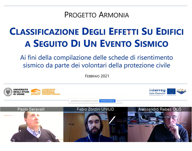 SprintUniUD's tweet photo. ARMONIA: Attività formative su “Classificazione degli effetti su Edifici a seguito di un evento sismico ai fini della compilazione delle schede di risentimento sismico da parte dei volontari della protezione civile” - 13, 14, 20 e 21 febbraio 2021 https://t.co/MTG6piOTuH https://t.co/fDke8t1Gp8