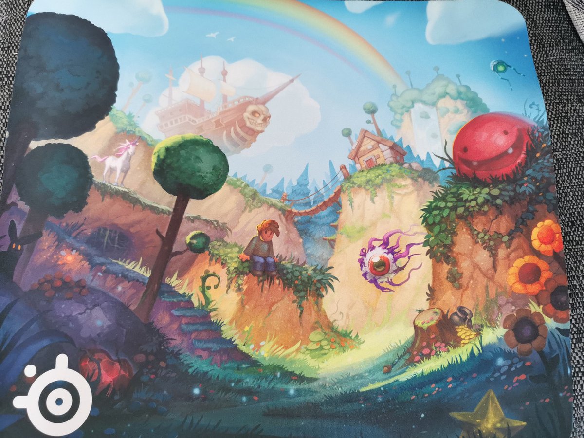 gingmonkey's tweet photo. One of these bad boys . Don't alway buy new mouse mats but this is sharp looking . #terraria #steelseries #newmousemat https://t.co/kufZJqJaYW