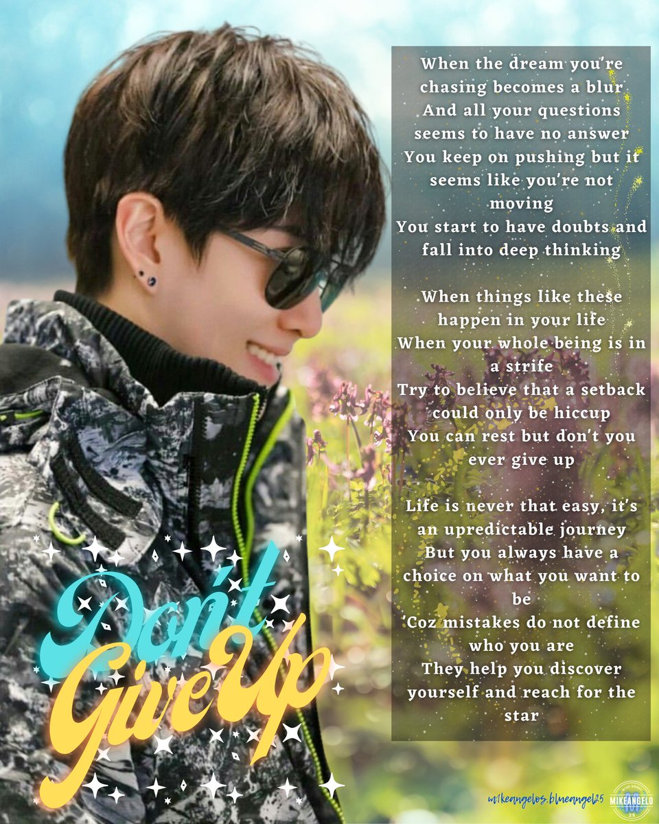 blueangel_25's tweet photo. Each one of us experiences getting broken at some point in our lives. However, what's important is how we pick up those broken pieces to make it whole again. Life is a battleground where we need to constantly fight for our dreams and never give up.
#m1keangelo  #mikeangelo中国 https://t.co/OQ5wH3cvYM