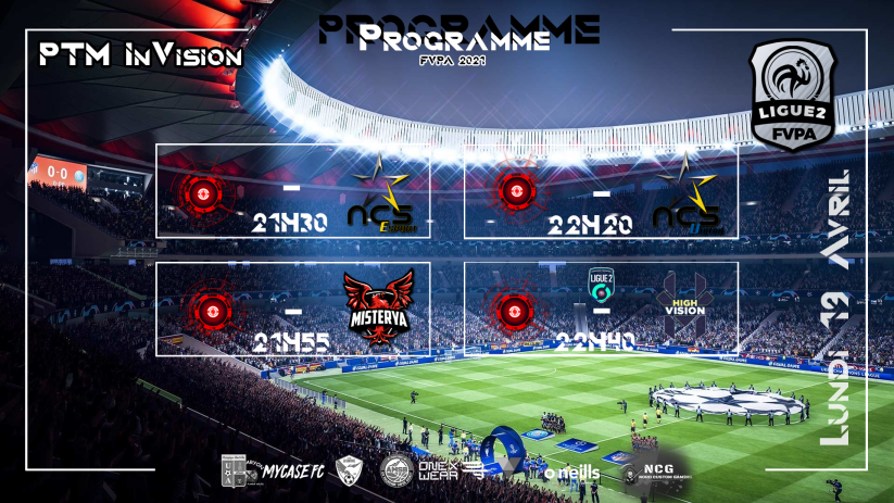 ⚽ PROGRAMME FIFA ⚽

Tous derrière la @EsportPtm ce soir !!!

🏆Ligue 2 <a href="/FVPAeSport/">FVPA Esport</a> 🏆
- 21h30 : <a href="/nucstars/">NucStars Esport</a> 
- 21h55 : <a href="/MisteryaEsport/">MISTERYA</a> 
- 22h20 : Storm Elite  

🏆Ligue 2 <a href="/LigueAcf/">ACF France 🇫🇷</a>  🏆
- 22h40 : @HighVisionNG

Bonne chance à tous les joueurs !
