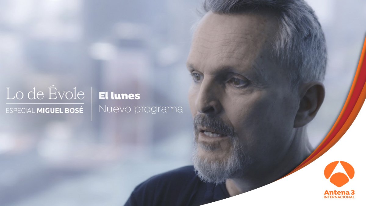 antena3int's tweet photo. ¿Dónde está la polémica? Esta noche, la segunda parte de la entrevista de @jordievole a #MiguelBosé 📺
¡Sigue en #Antena3Int #LoDeMiguel! @LoDeEvole
EEUU: 6:30 PM (PT)/9:30 PM (ET)🇺🇸 MX/COL: 8:30 PM 🇲🇽🇨🇴 VE/CHI: 9:30 PM🇻🇪🇨🇱 ARG: 10:30 PM🇦🇷 https://t.co/iY64dNLZ2U