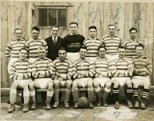 The Marksmen cemented their place in the pantheon of great American Teams when in 29/30 they won the league, blitzed Bruell 9-3 in the US Cup final and pummelled Hakoah All Stars in the Lewis Cup ( league cup) to land an historic treble.  #MarksmenMarch