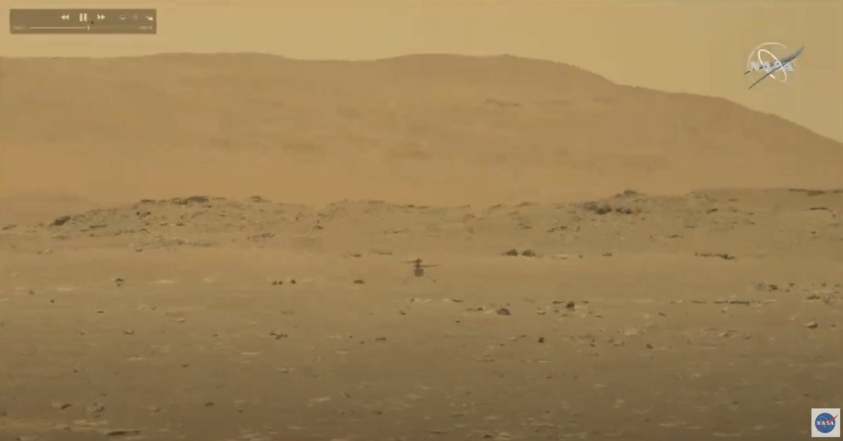Imagery from the rover of Ingenuity's flight over Mars, a historical first.
