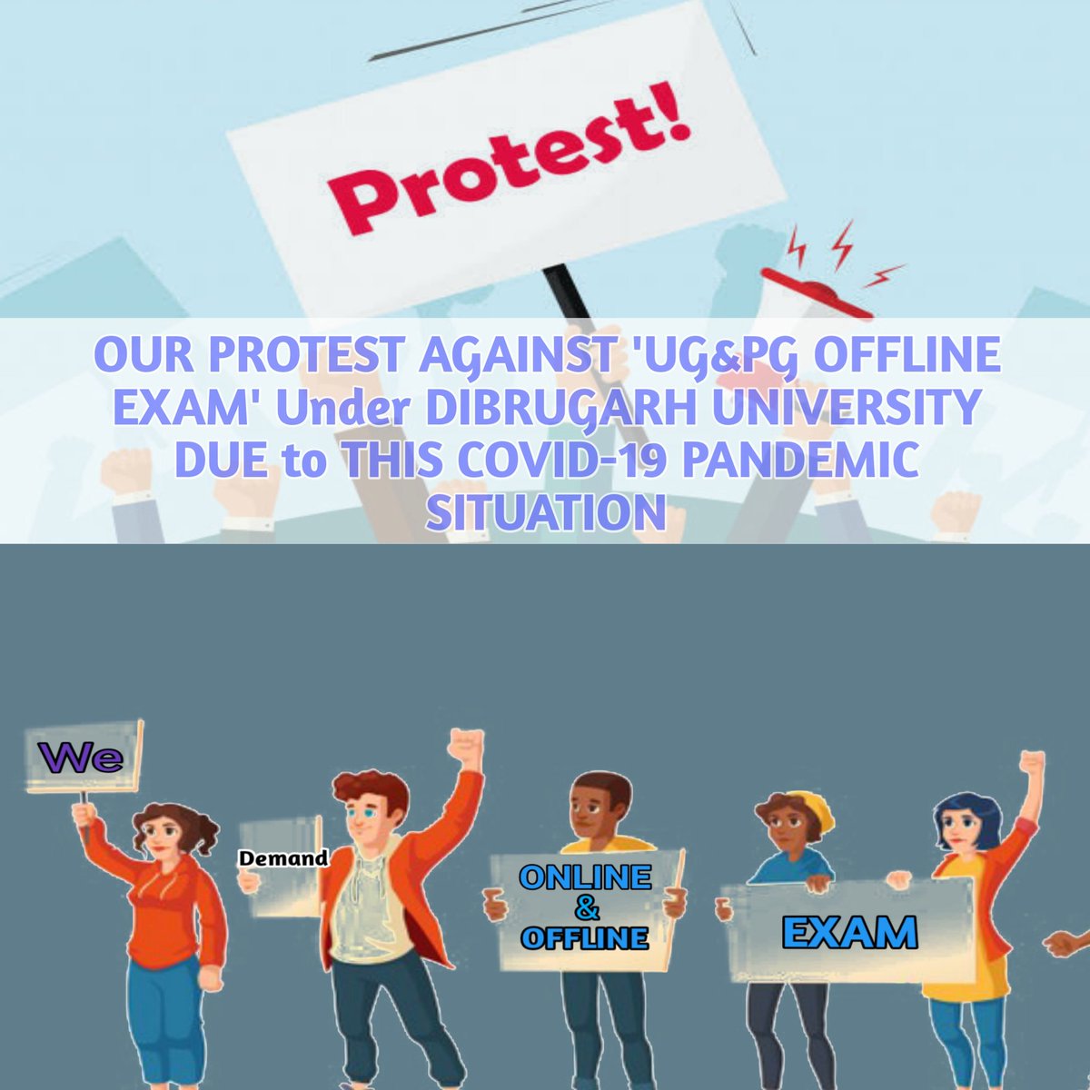 ArtistDibyajyo2's tweet photo. Covid cases are rapidly rising in Assam and the Dibrugarh University wants to conduct exams in offline mode only. This is a high risks for all the students.Let us give exams both in online-offline mode.
 #wakeupassamgovt @narendramodi @drharshvardhan @DrRPNishank @ugc_india https://t.co/1S053PlmpK