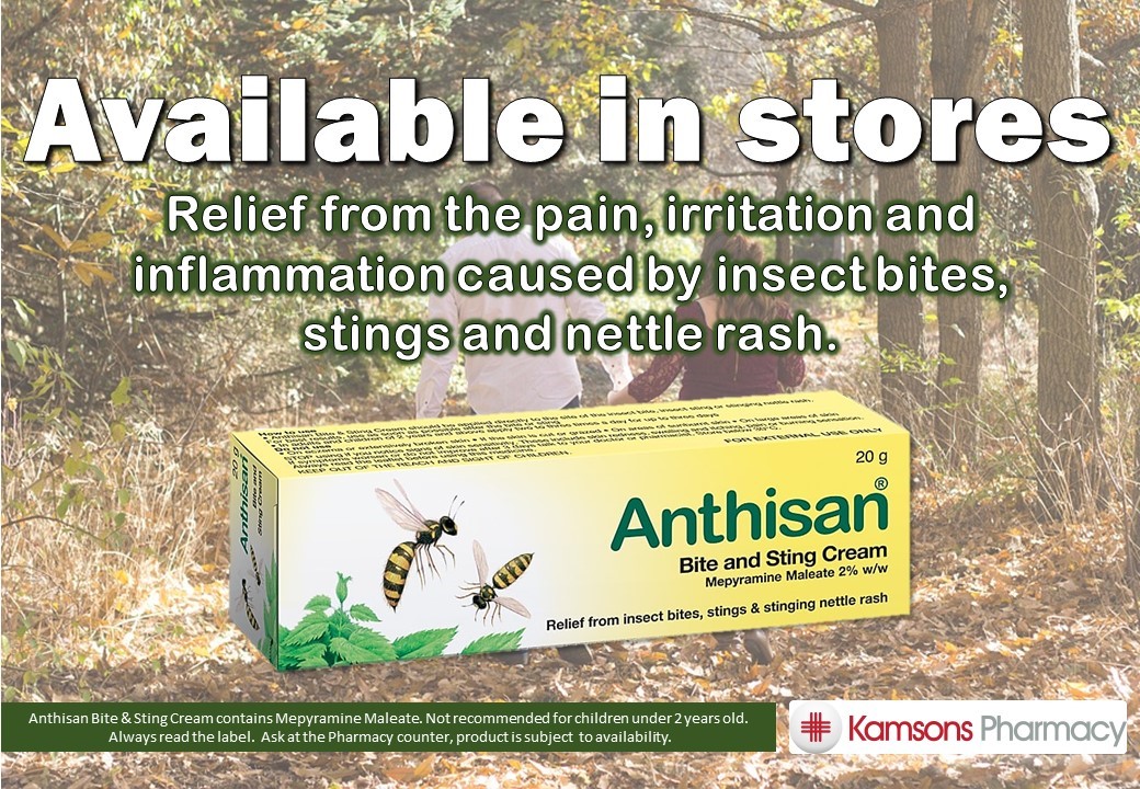 As Lockdown eases and the weather improves we are all starting to spend more time outside. Anthisan provides relief from bites and stings and is a first aid box essential.