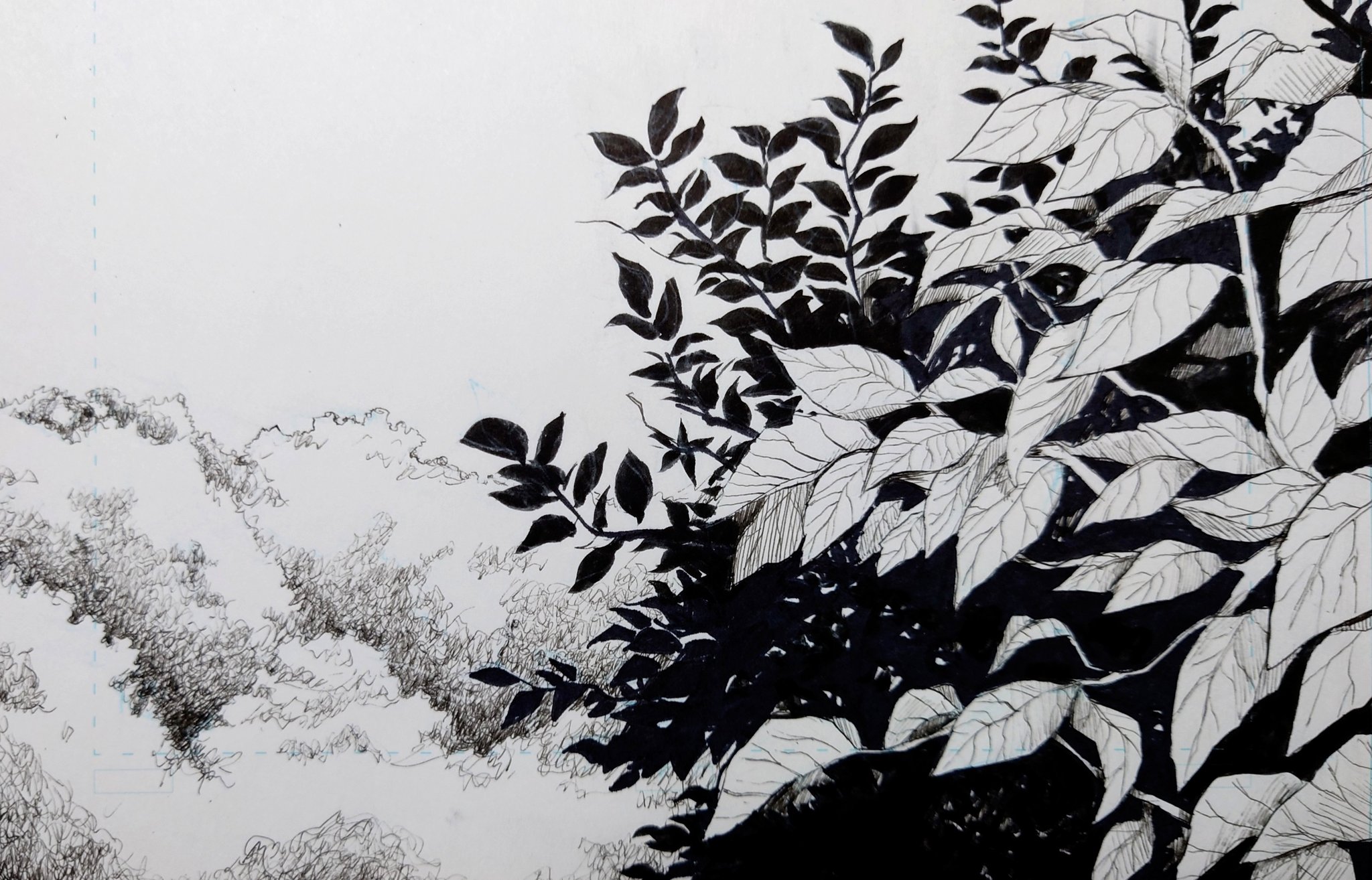 山山 自然背景練習 イラスト アナログ 絵描きさんと繋がりたい 漫画家志望さんと繋がりたい 漫画背景 森 葉 T Co Mvls7gmvpx Twitter