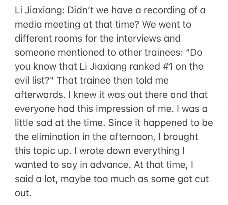 “When you were eliminated you apologized. How did you realize that some things you did before possibly affected others?” #LiJiaxiang  #李嘉祥  #创造营2021    #Chuang2021  