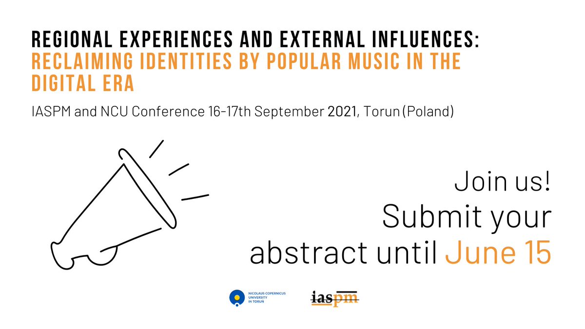 NCU IASPM 2021 Conference (@ncu_iaspm2021) on Twitter photo Thinking about participating in our conference (Sept. 2021, Poland) π§? Join us π!
The registration is open and continues until June 15 π©
Check out the cfp: bit.ly/3tnUnOR
@iaspm_uk_eire <a href="/iaspmca/">IASPM Canada</a> <a href="/IASPMUS/">IASPM-US</a> <a href="/iaspmjournal/">IASPM JOURNAL</a> <a href="/IASPM_OFFICIAL/">IASPM</a> <a href="/IASPM_DACH/">IASPM D-A-CH</a> @iaspm_Benelux20 Thinking about participating in our conference (Sept. 2021, Poland) π§? Join us π!
The registration is open and continues until June 15 π©
Check out the cfp: bit.ly/3tnUnOR
@iaspm_uk_eire <a href="/iaspmca/">IASPM Canada</a> <a href="/IASPMUS/">IASPM-US</a> <a href="/iaspmjournal/">IASPM JOURNAL</a> <a href="/IASPM_OFFICIAL/">IASPM</a> <a href="/IASPM_DACH/">IASPM D-A-CH</a> @iaspm_Benelux20