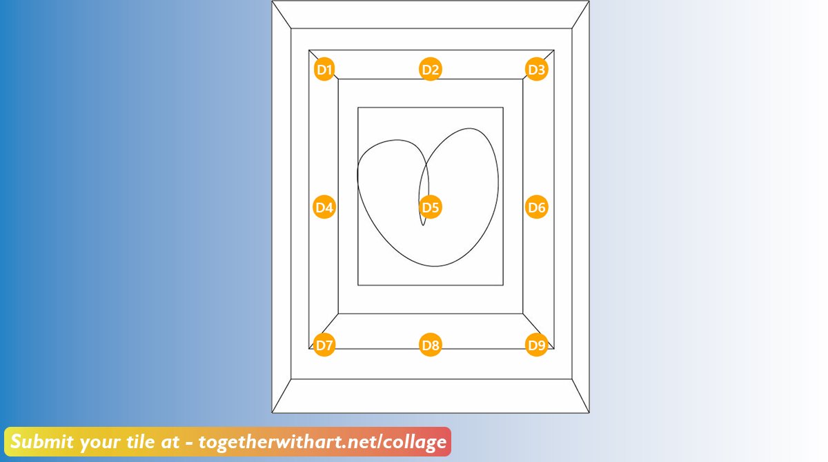 CollageTogether's tweet photo. Here's an outline of one of our #collage templates. It is a heart in a box and is divided in 9 tiles. Users download a tile, edit it before uploading it back.

Check out it via the link below.

#WorldArtDay2021 #WorldArtDay #CollageArt #art #collaborative

https://t.co/nMa52o7PzN https://t.co/497UQIacEX