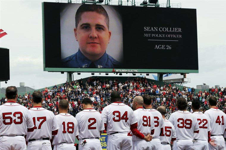 NewBaitShop's tweet photo. Eight years ago, my Somerville neighbor #SeanCollier was killed for no good reason because two idiots got radicalized by extremist crap they saw on the internet.  In honor of Officer Collier, take a moment to breathe and hope for peace in this poor, troubled world.  #BostonStrong https://t.co/XqMbY4RQZY