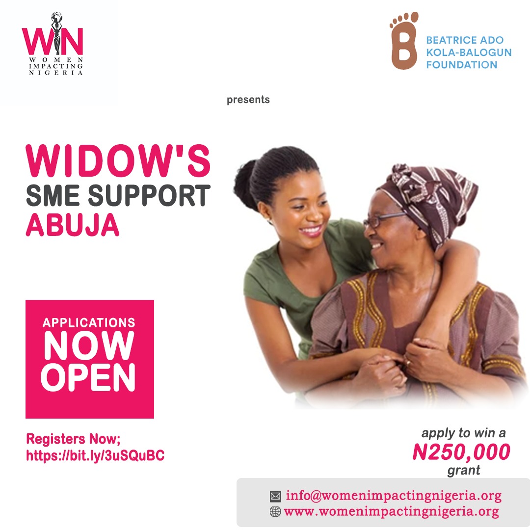 womenimpactNG's tweet photo. We are set to give two widows in Abuja an SME grant of 250000 naira each.

Click the link in bio to apply before May 23rd,2021.

Only Abuja residents are eligible to apply

#AbujaTwitterCommunity #abuja #grants #apply #opportunities #women #widows https://t.co/muVYQ8lm5P