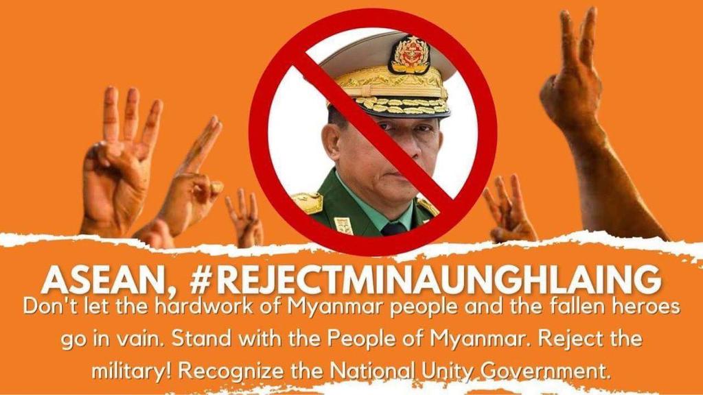 Murderer-in-chief Min Aung Hlaing should not be invited to ASEAN Summit, it will bring not only great shame to the Summit but will be considered as great insult to Myanmar people, bring more pain to families of 714 fallen heroes, killed by MAHs SAC.
#ASEANrejectSAC
#April17Coup
