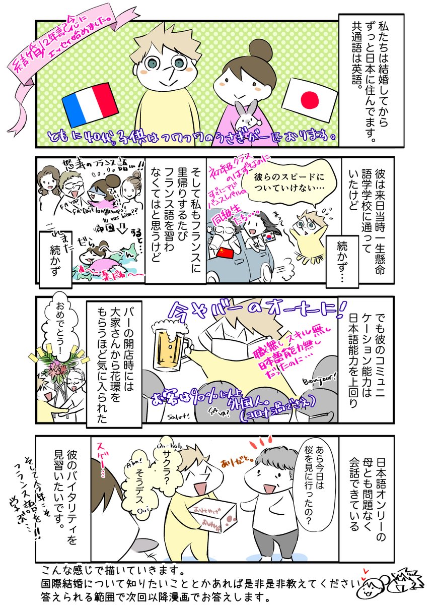 兎月メイ 岩子 絵 連載中 国際結婚エッセイ第一弾目 フランス人と日本人夫婦の共通言語は エッセイ漫画 4コマ マンガが読めるハッシュタグ 国際結婚 T Co Syu277xmg3 Twitter 兎月メイ 岩子 絵 連載中 国際結婚エッセイ第一弾目 フランス人と日本人夫婦の共通言語は エッセイ漫画 4コマ マンガが読めるハッシュタグ 国際結婚 T Co Syu277xmg3 Twitter