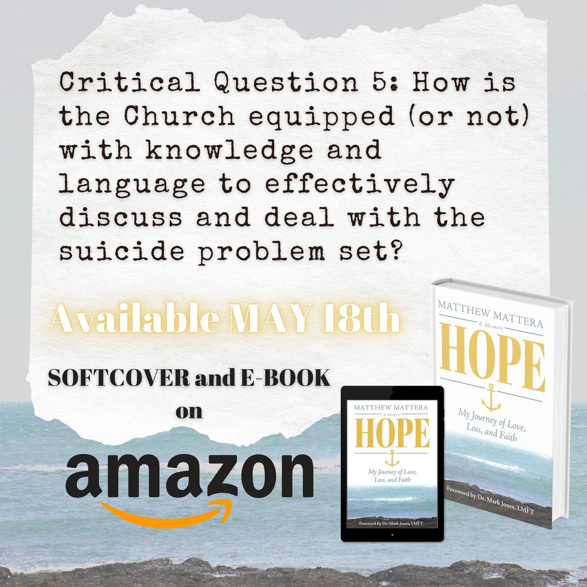 matthewjmattera's tweet image. Critical Question 5: How is the Church equipped (or not) with knowledge and language to effectively discuss and deal with the suicide problem set? #endsuicide #problemset #bringhope #HOPE #newbook #suicideawarness #suicide #suicideprevention #church