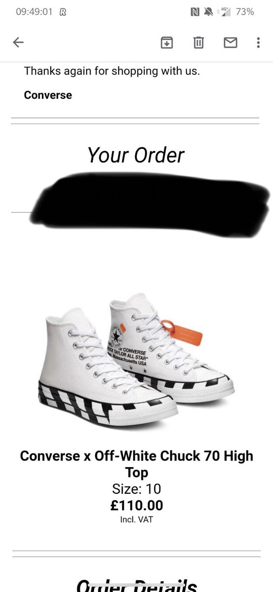 off white converse order confirmation
