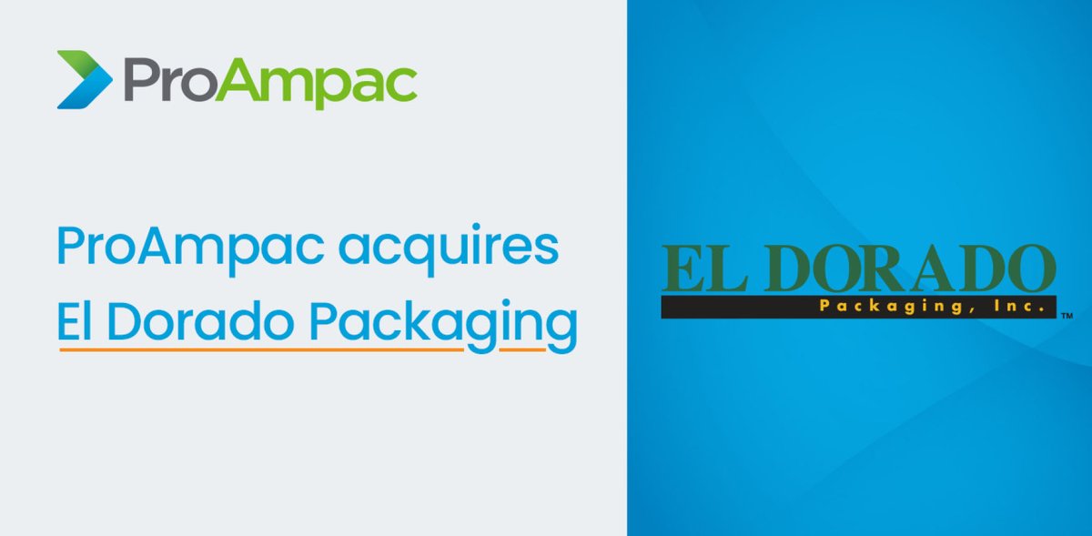 ProAmpac's tweet photo. Our acquisition of El Dorado Packaging strengthens our multi-wall paper packaging capabilities and expands our presence into new flour and food ingredients markets. Welcome El Dorado to the ProAmpac family!
https://t.co/u6DPByownX https://t.co/6Hpa3VSWnl