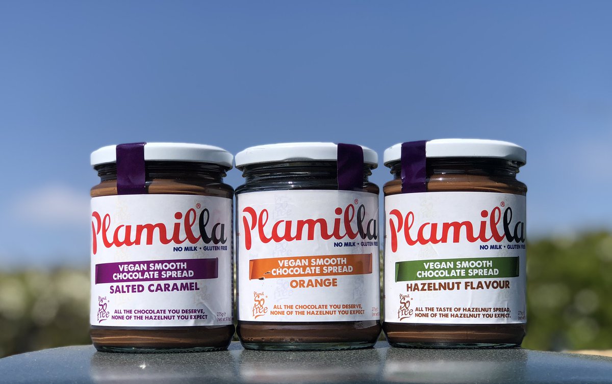 We’re excited to announce our new range of chocolate spread w/ 3 flavours to choose from! Salted Caramel, Orange &amp; Hazelnut (without the nuts!) 

Which flavour would you try first? 💜🧡💚

Available from plamilfoods.co.uk 

#allergyfriendly #vegan #dairyfree #nutfree