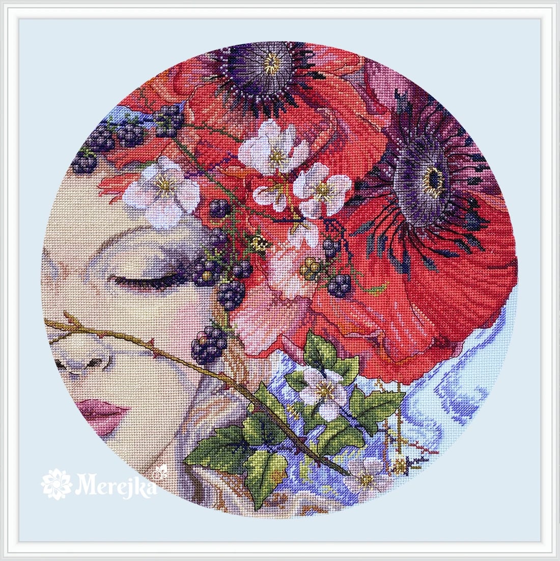 Kit contains Zweigart Aida (16 count), DMC moulinè threads (40 colours), embroidery needle, chart and instructions.
Size: 28 cm. x 28 cm. (Ø 28 cm.)
casacenina.com/merejka/she-sl…