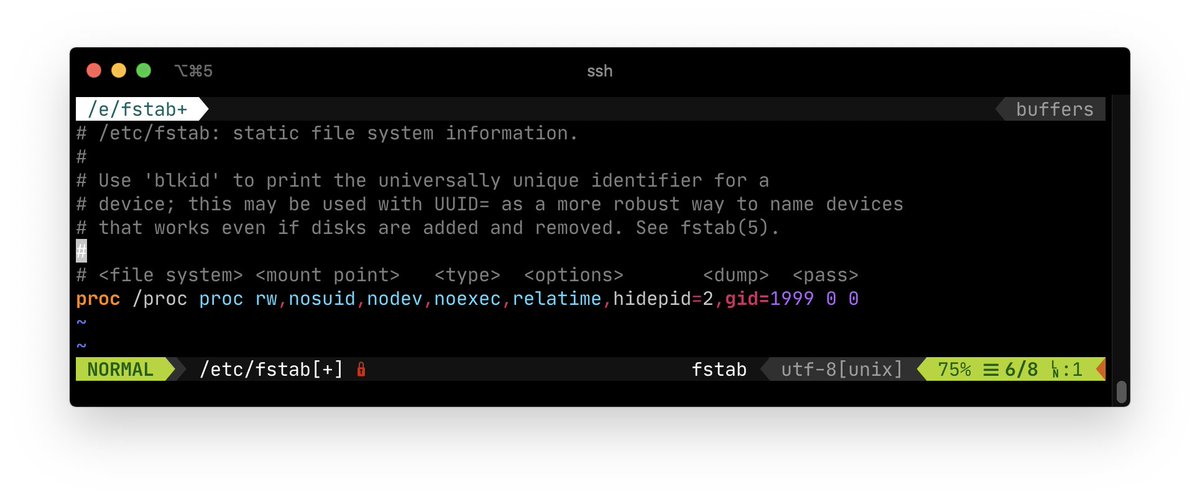 eitherwayio's tweet photo. Of course you could disable this whole option by deleting it. But you would lose the hardening effort. Instead you can add a "gid" option. You set this gid to the group ID of your monitoring system or set it via "groupadd -g 1999 monitor". https://t.co/rdqx0KmqR6