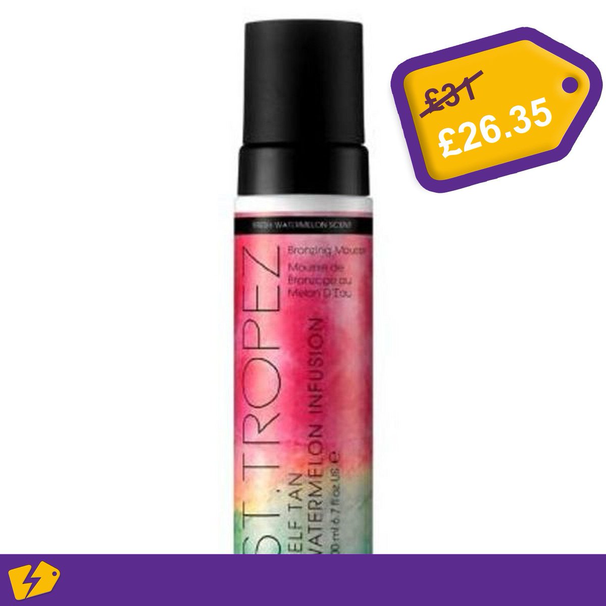FreshDealsUK's tweet photo. St Tropez Self Tan Watermelon Infusion Bronzing Mousse 200mlWas £31.00 ⚡ Now Only £26.35

Get this deal 
👉 https://t.co/CpBGxEuAep 👈

#sttropez #tantantan #summerglow #glowup #selftan #bronzedbabe #getthedeal #moneyblogger #ukblogger #beautyblogger #boots #freshdeals #dealofth https://t.co/xtSxSKakm8