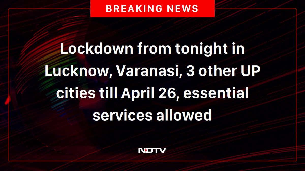 Divyanshuxiv's tweet photo. #lucknowlockdown
A lockdown has been ordered in five cities in Uttar Pradesh - Lucknow, Prayagraj, Varanasi, Kanpur, Gorakhpur - from tonight till April 26, with only essential services like grocery stores and pharmacies (with less than three staffers) allowed to remain open https://t.co/Cdm2hkjunK